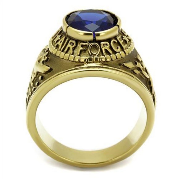 United States U.S. Air Force Ring - USAF Military Rings Gold Blue Stone - Picture 7 of 8